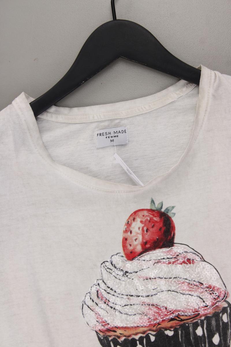 Fresh Made T-Shirt Gr. M Kurzarm mit Pailletten creme