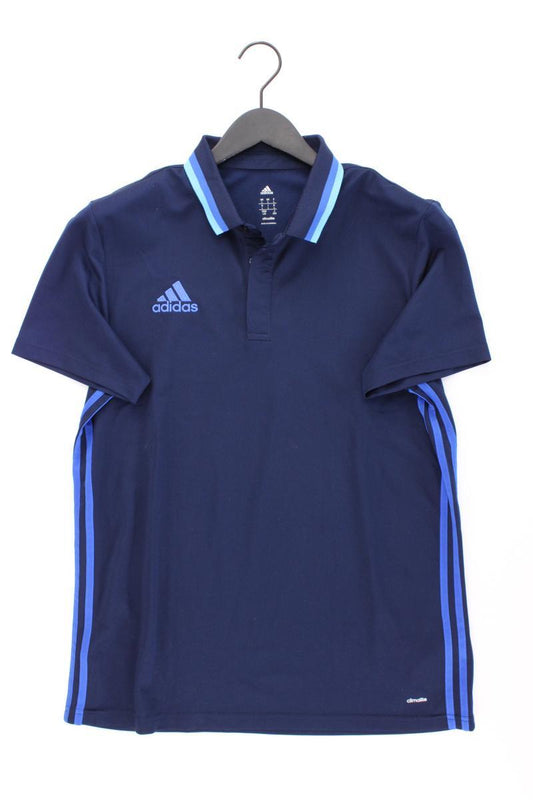 Adidas Poloshirt für Herren Gr. L Kurzarm blau aus Polyester