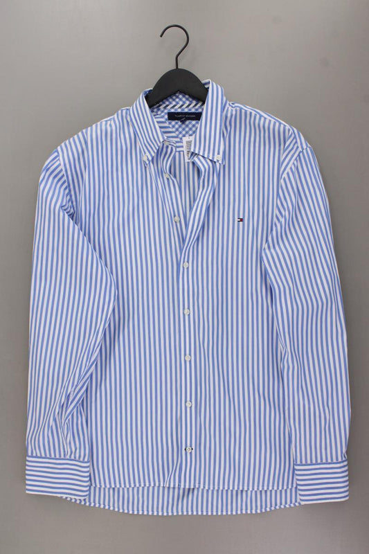 Tommy Hilfiger Langarmhemd für Herren Gr. XL gestreift blau aus Baumwolle