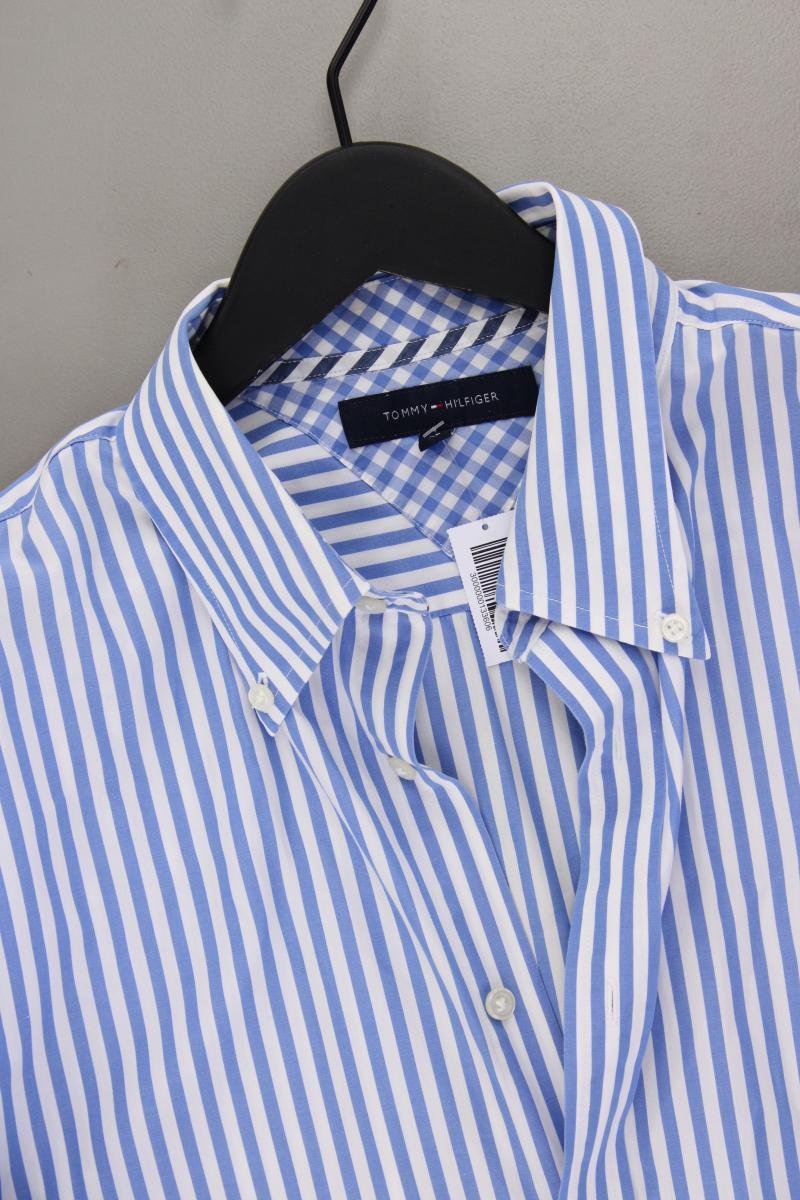 Tommy Hilfiger Langarmhemd für Herren Gr. XL gestreift blau aus Baumwolle