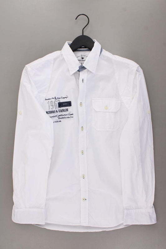 Tom Tailor Langarmhemd für Herren Gr. M weiß aus Baumwolle