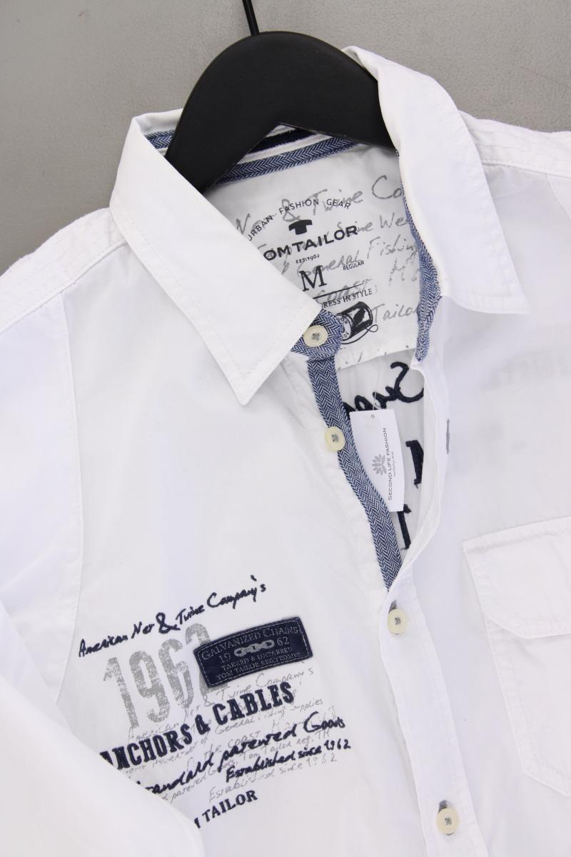 Tom Tailor Langarmhemd für Herren Gr. M weiß aus Baumwolle