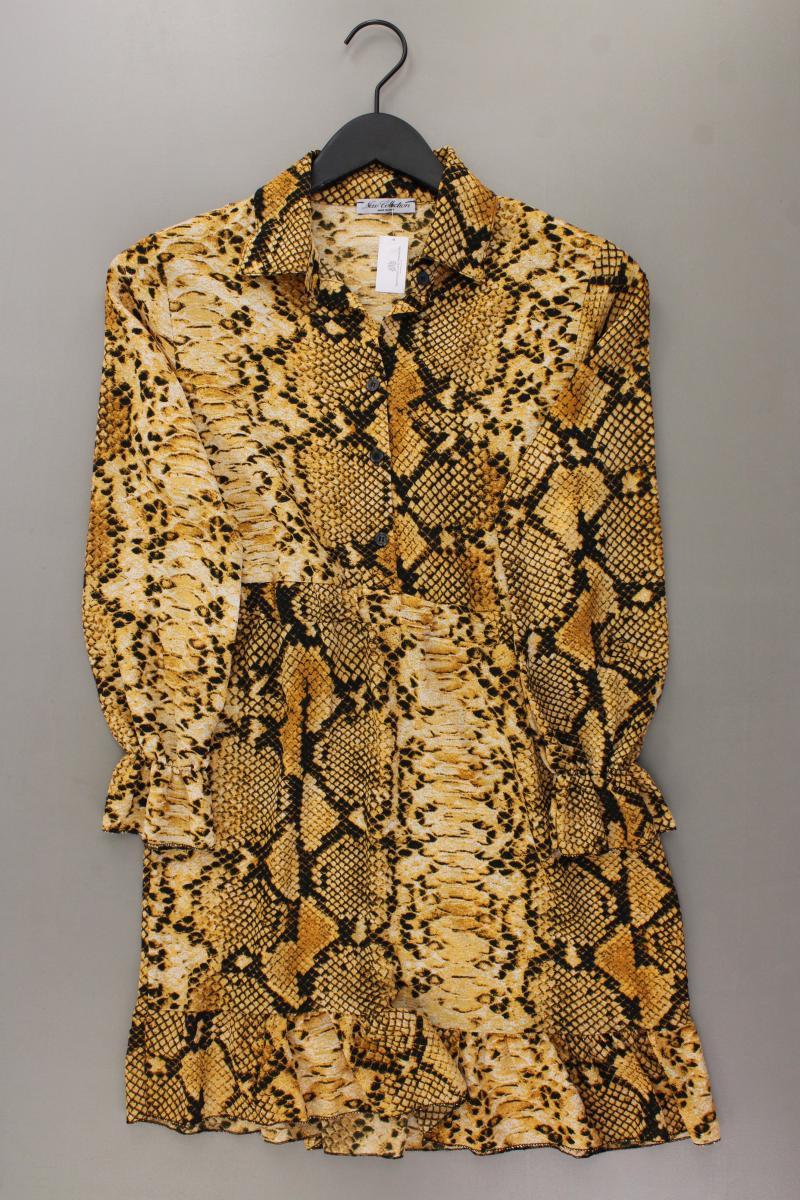 New Collection Kleid Gr. M mit Tierdruck neuwertig Langarm gelb aus Polyester