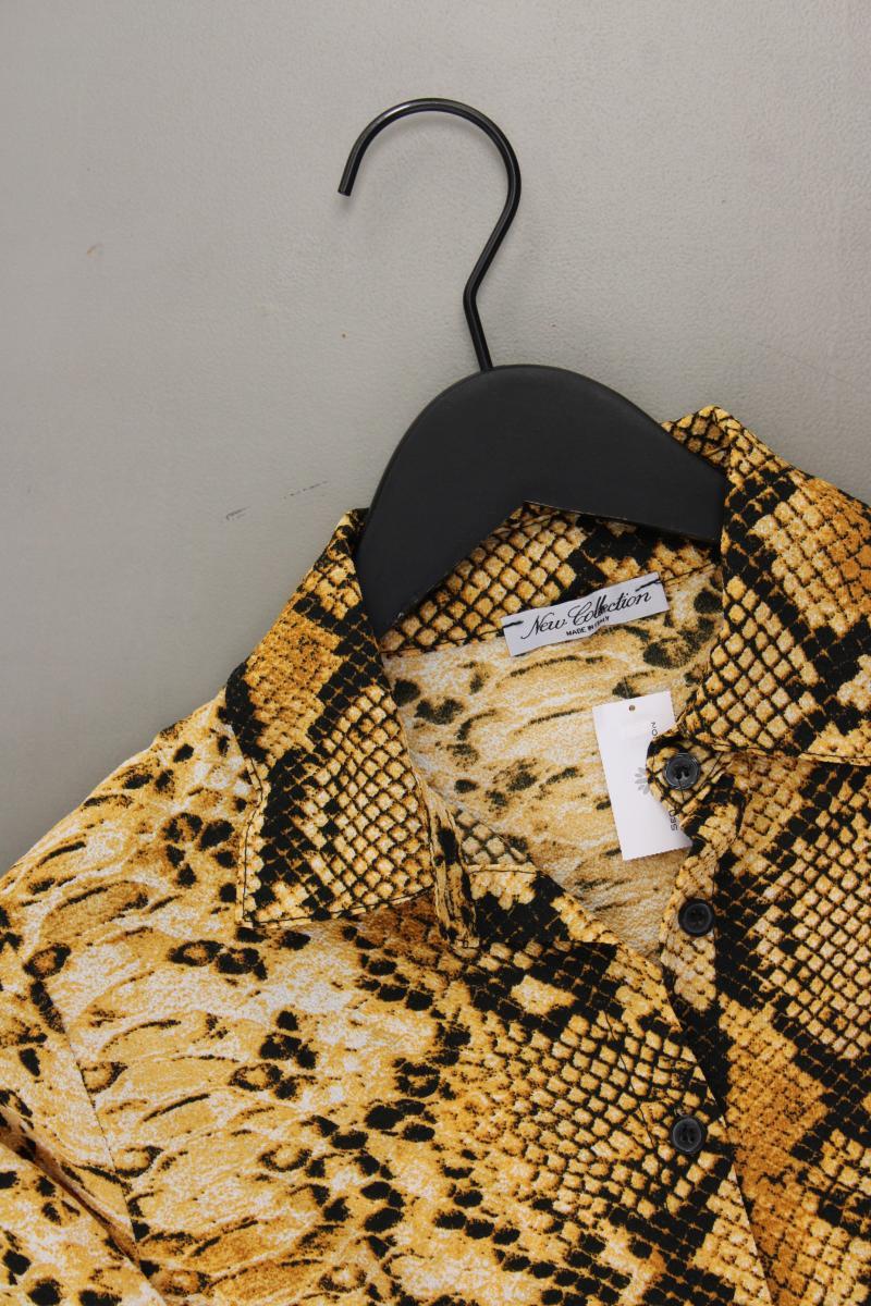 New Collection Kleid Gr. M mit Tierdruck neuwertig Langarm gelb aus Polyester
