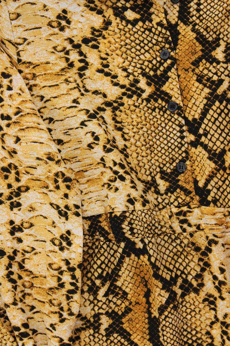 New Collection Kleid Gr. M mit Tierdruck neuwertig Langarm gelb aus Polyester