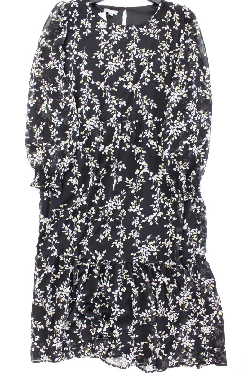 C&A Maxikleid Gr. 46 mit Blumenmuster Langarm schwarz aus Polyester