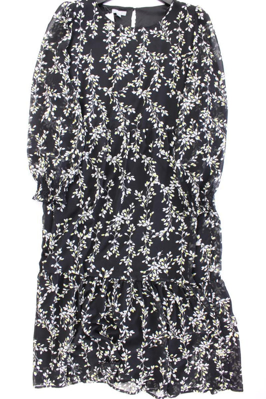C&A Maxikleid Gr. 46 mit Blumenmuster Langarm schwarz aus Polyester