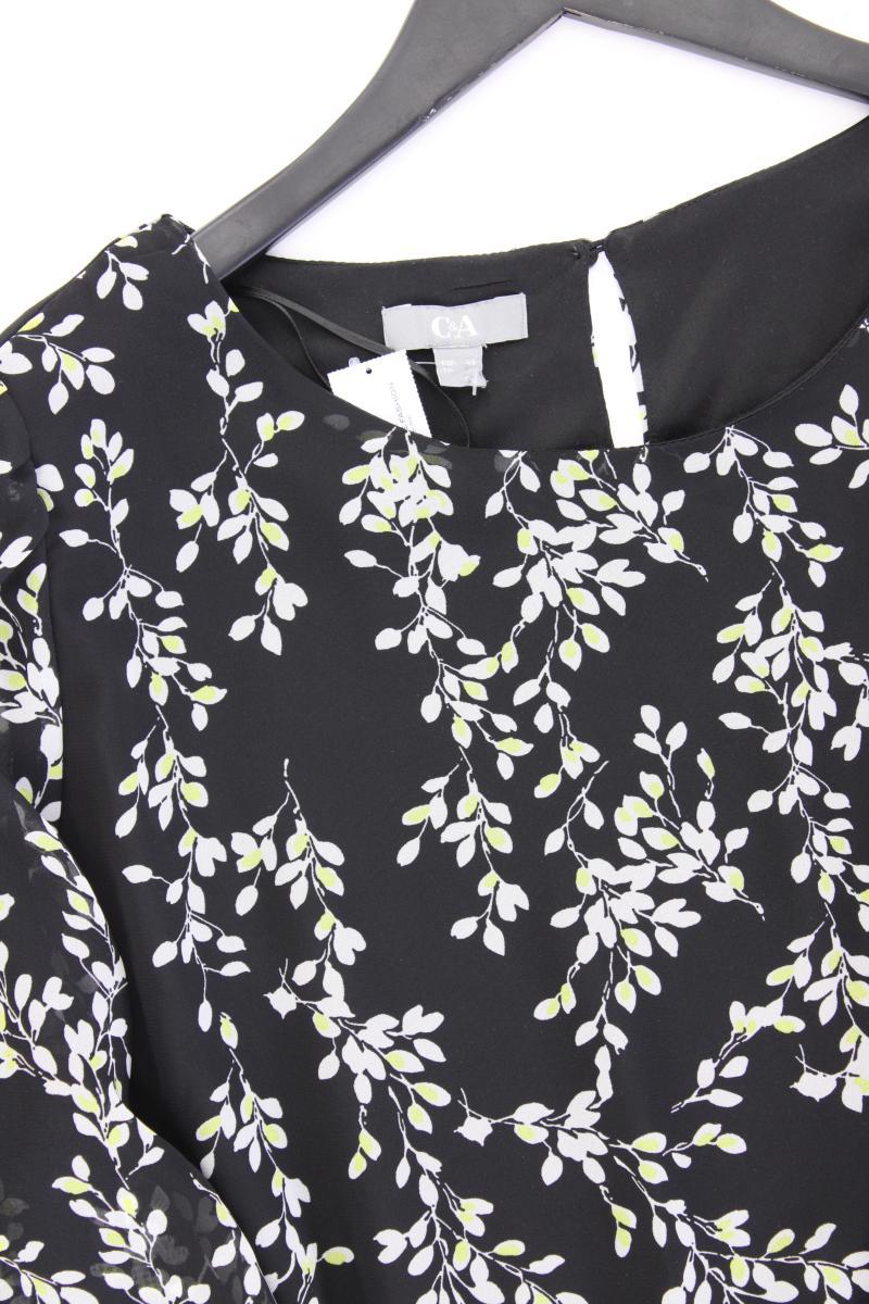 C&A Maxikleid Gr. 46 mit Blumenmuster Langarm schwarz aus Polyester