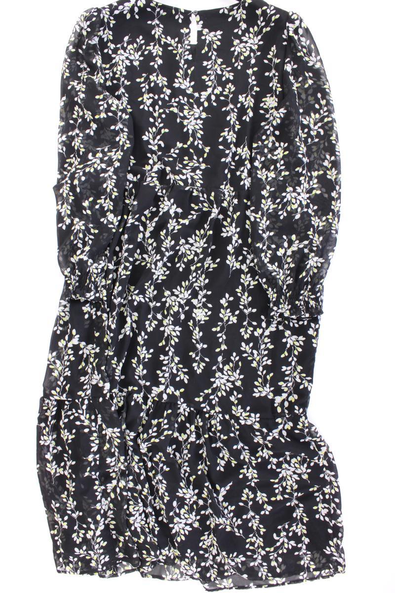 C&A Maxikleid Gr. 46 mit Blumenmuster Langarm schwarz aus Polyester