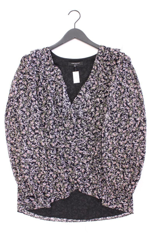 Forever New Wickelbluse Gr. 48 mit Blumenmuster Langarm schwarz aus Polyester