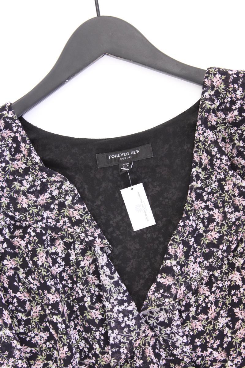 Forever New Wickelbluse Gr. 48 mit Blumenmuster Langarm schwarz aus Polyester