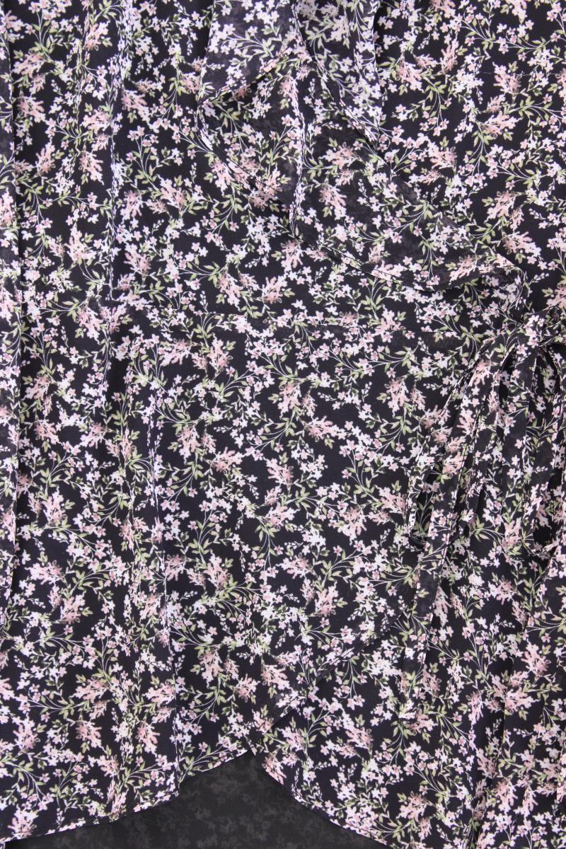 Forever New Wickelbluse Gr. 48 mit Blumenmuster Langarm schwarz aus Polyester