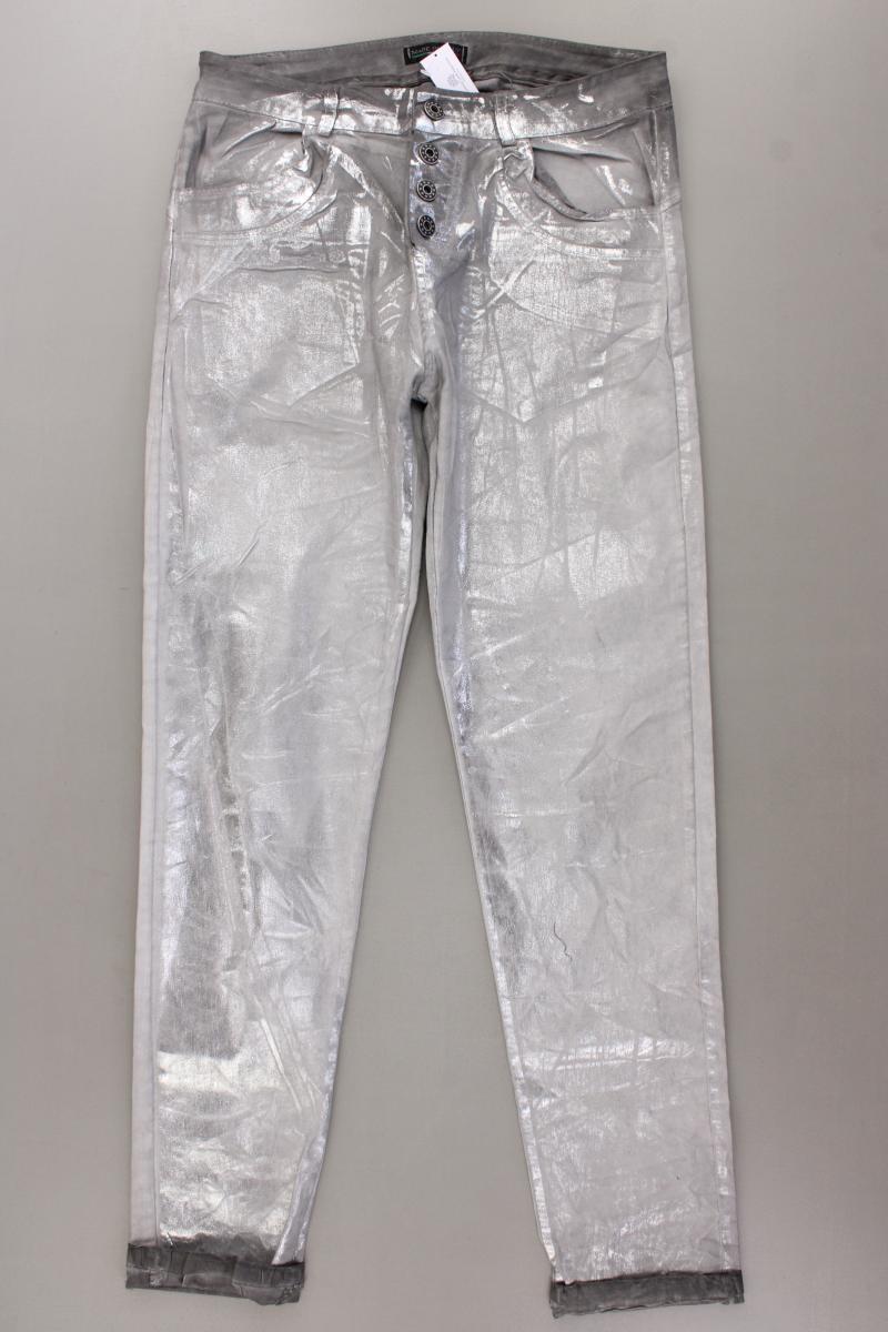 Made in Italy Hose Gr. M neuwertig mit Glitzer silber aus Baumwolle