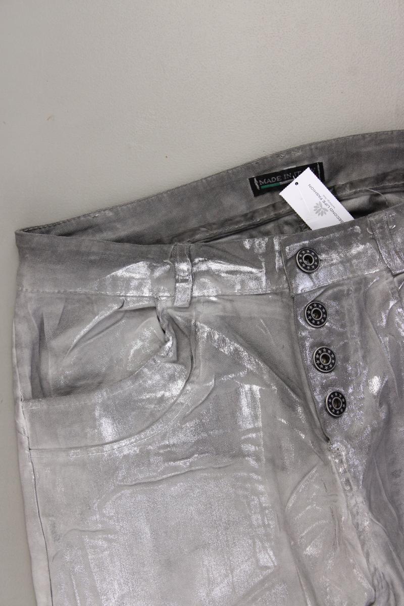 Made in Italy Hose Gr. M neuwertig mit Glitzer silber aus Baumwolle