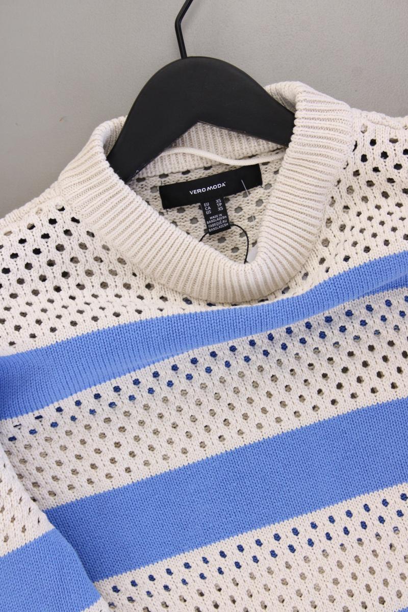 Vero Moda Pullover mit Lochmuster Gr. XS gestreift neuwertig creme