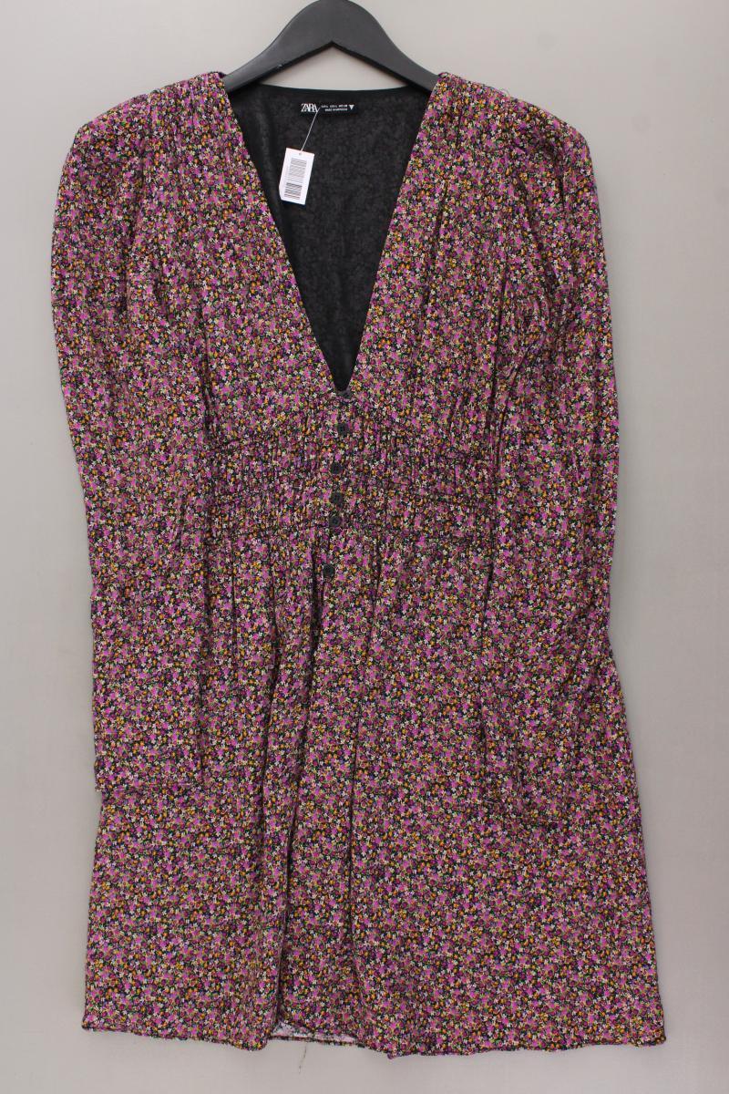 Zara Langarmkleid Gr. L mit Blumenmuster lila