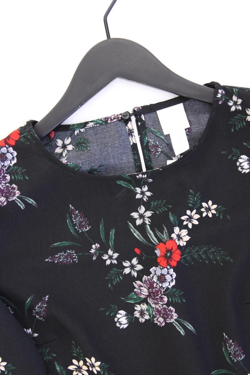 H&M Langarmkleid Gr. 40 mit Blumenmuster schwarz aus Polyester
