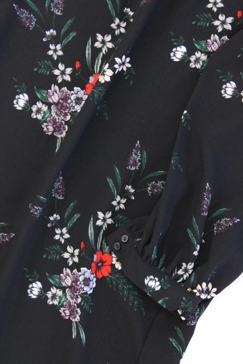 H&M Langarmkleid Gr. 40 mit Blumenmuster schwarz aus Polyester