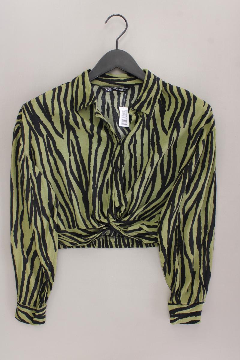 Zara Crop Bluse Gr. XS Langarm olivgrün