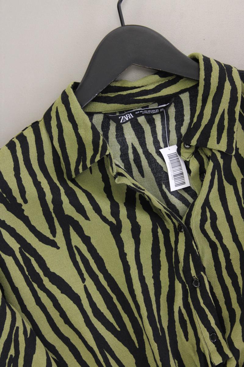 Zara Crop Bluse Gr. XS Langarm olivgrün