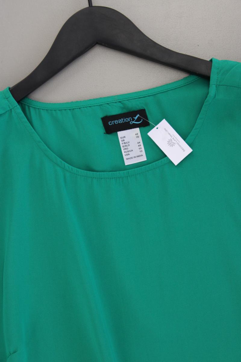 Création L. Bluse Gr. 42 neuwertig Kurzarm grün aus Polyester