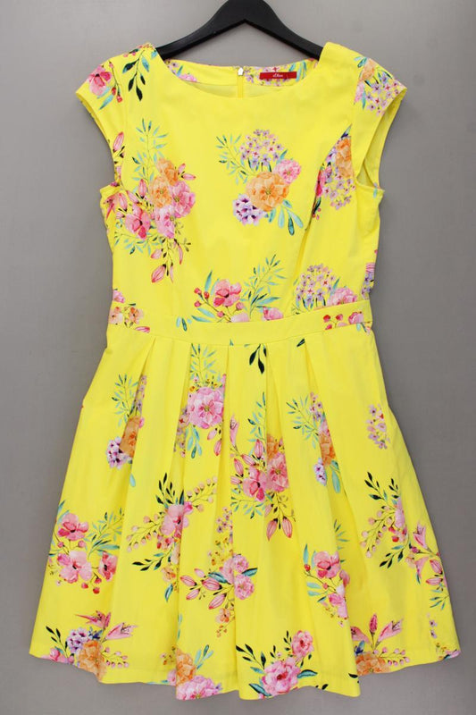 s.Oliver Etuikleid Gr. 40 mit Blumenmuster neuwertig Kurzarm gelb aus Baumwolle