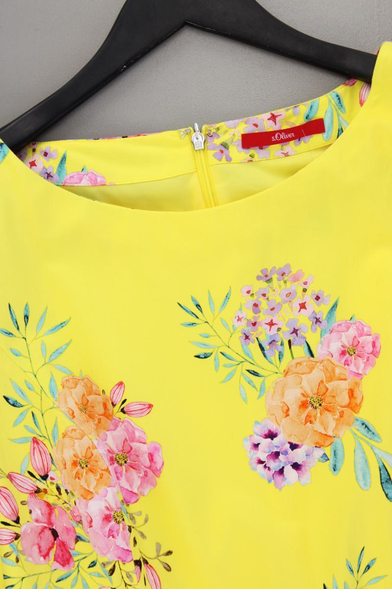 s.Oliver Etuikleid Gr. 40 mit Blumenmuster neuwertig Kurzarm gelb aus Baumwolle
