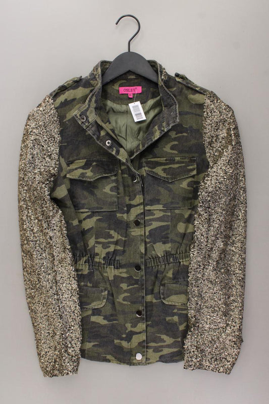 Camo-Jacke Gr. 40 camouflage mit Pailletten olivgrün aus Baumwolle