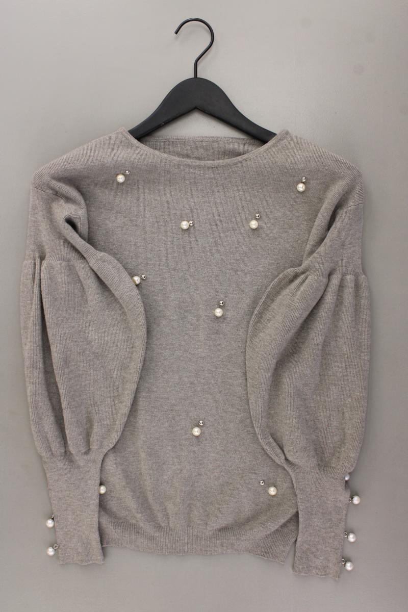 Pullover mit Perlen Gr. S neuwertig grau aus Rayon