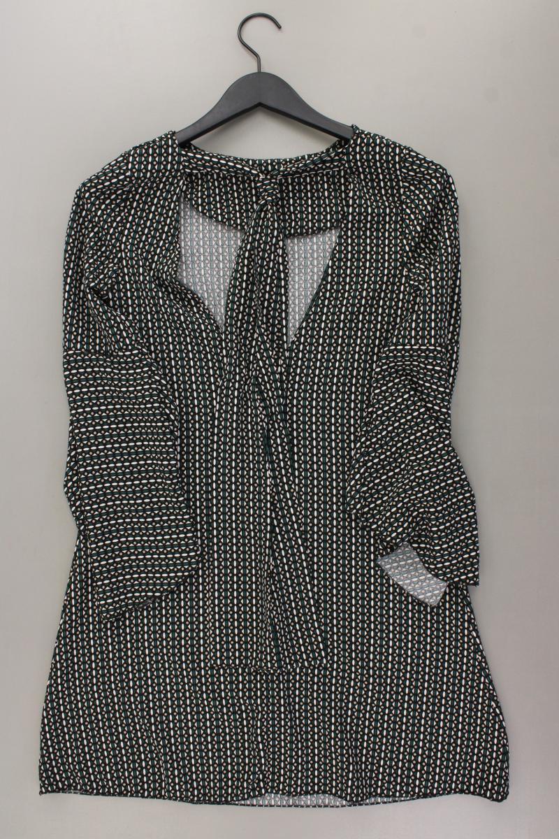 Midikleid Gr. S geometrisches Muster 3/4 Ärmel olivgrün aus Polyester