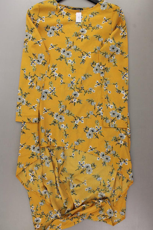 Shein Vokuhila Kleid Gr. M mit Blumenmuster Langarm gelb aus Polyester