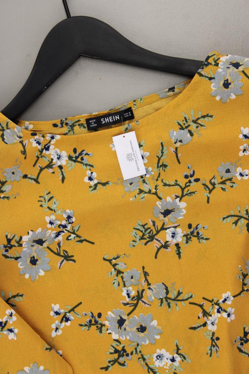 Shein Vokuhila Kleid Gr. M mit Blumenmuster Langarm gelb aus Polyester
