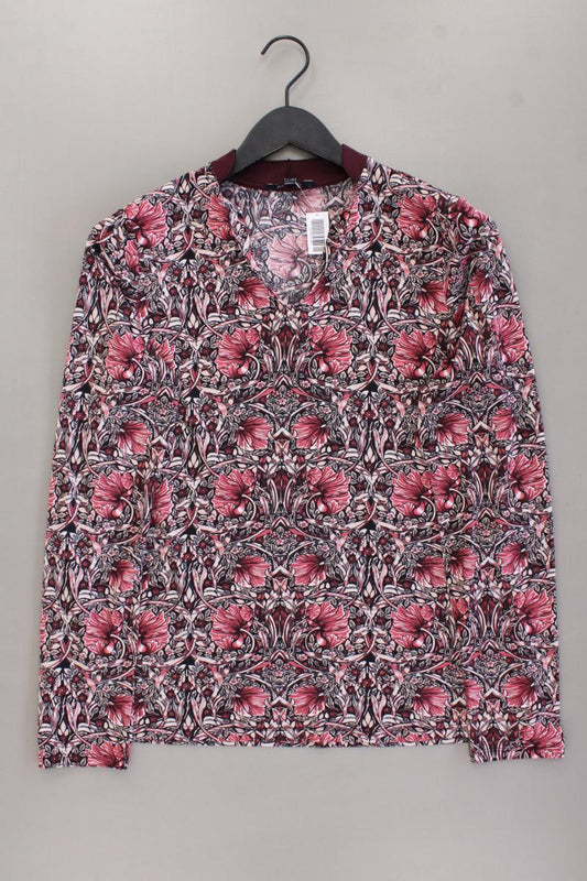 comma, Shirt mit V-Ausschnitt Gr. 44 mit Blumenmuster Langarm rot aus Polyester