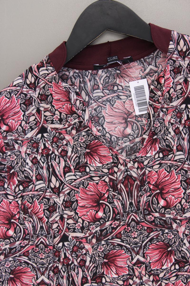 comma, Shirt mit V-Ausschnitt Gr. 44 mit Blumenmuster Langarm rot aus Polyester