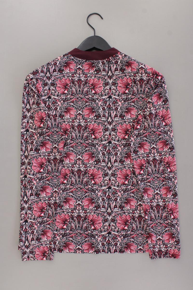 comma, Shirt mit V-Ausschnitt Gr. 44 mit Blumenmuster Langarm rot aus Polyester