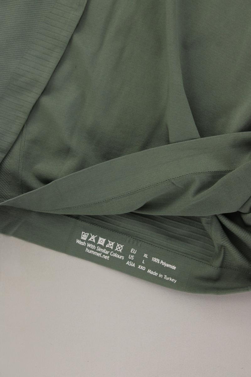 hummel Sportshirt für Herren Gr. L neuwertig Langarm olivgrün aus Polyamid
