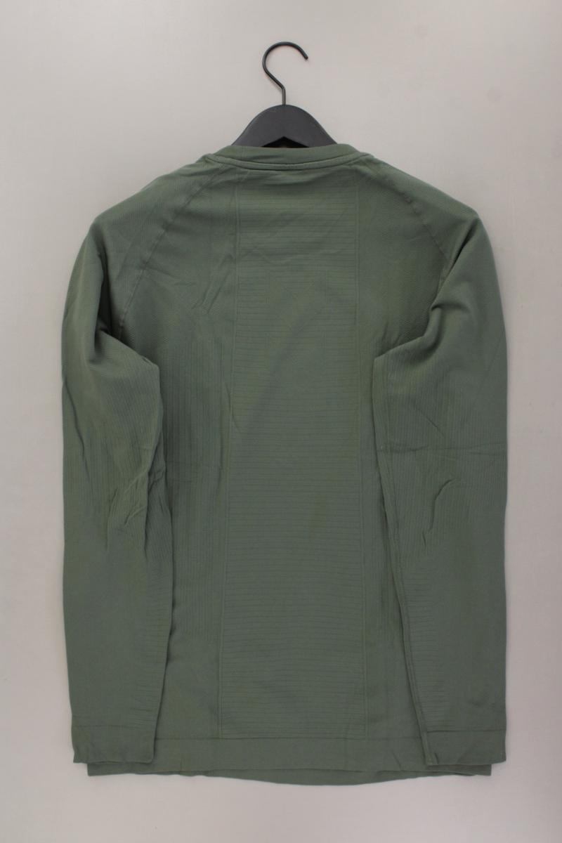hummel Sportshirt für Herren Gr. L neuwertig Langarm olivgrün aus Polyamid