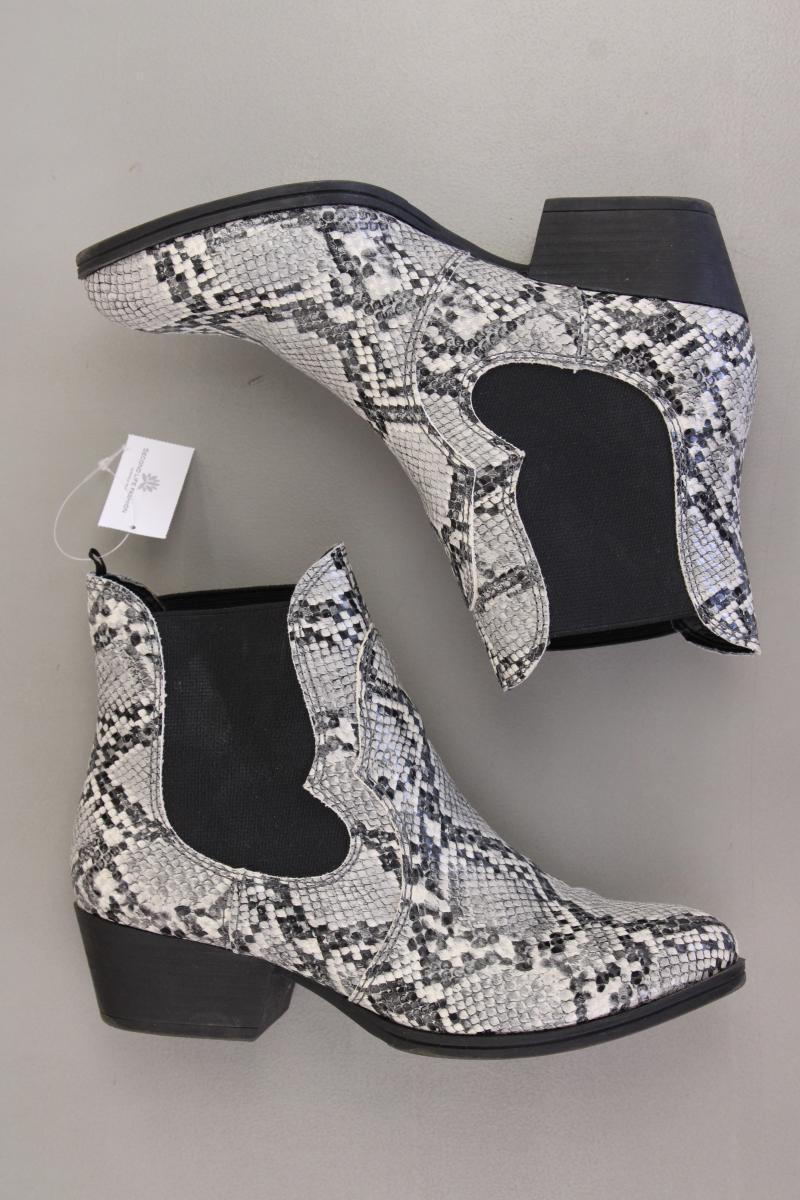 Tamaris Stiefeletten Gr. 37 mit Tierdruck grau aus Kunstleder
