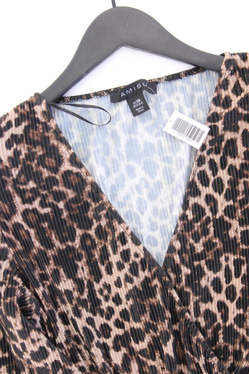 Amisu Langarmkleid Gr. 38 mit Tierdruck neuwertig braun aus Polyester