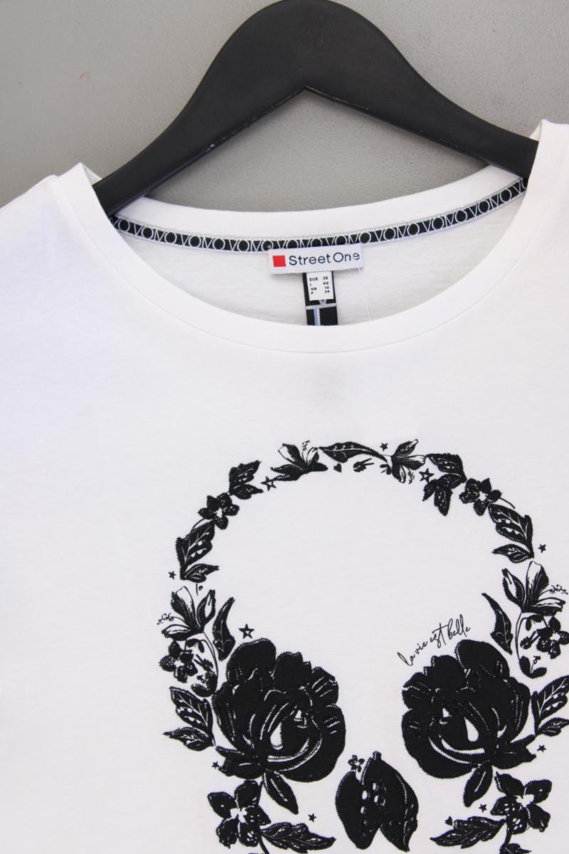 Street One Printshirt Gr. 36 neuwertig Kurzarm weiß aus Baumwolle