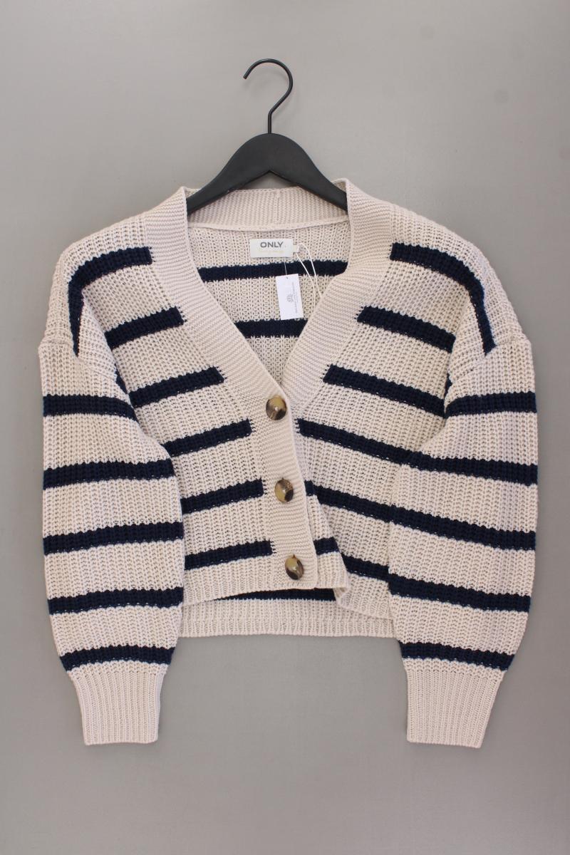 Only Strickjacke Gr. S gestreift neuwertig Langarm creme aus Polyacryl