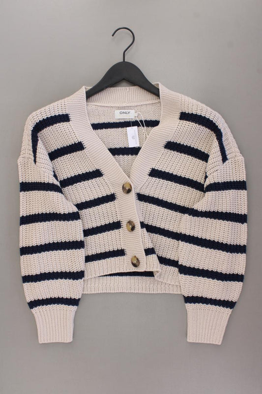 Only Strickjacke Gr. S gestreift neuwertig Langarm creme aus Polyacryl