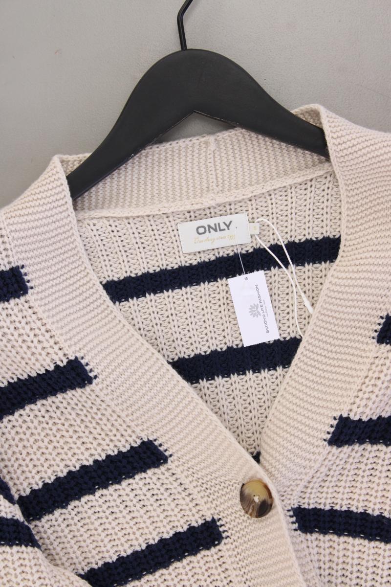 Only Strickjacke Gr. S gestreift neuwertig Langarm creme aus Polyacryl