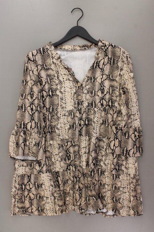 Longbluse Gr. OneSize mit Tierdruck 3/4 Ärmel creme aus Viskose