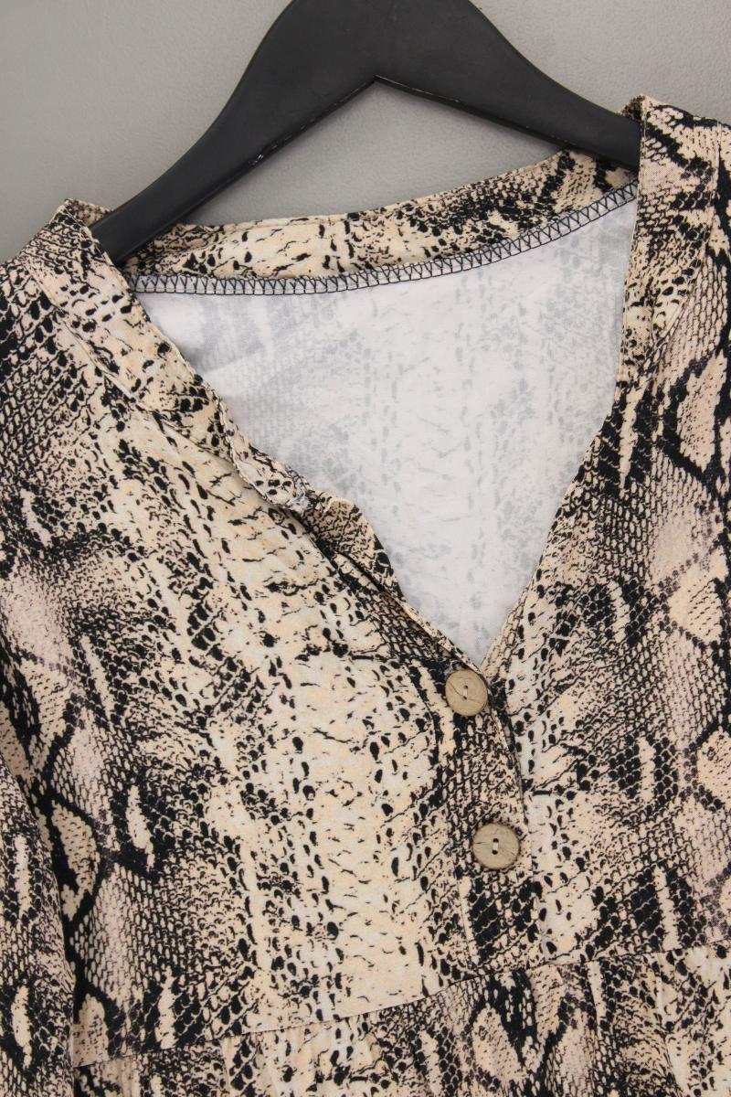 Longbluse Gr. OneSize mit Tierdruck 3/4 Ärmel creme aus Viskose