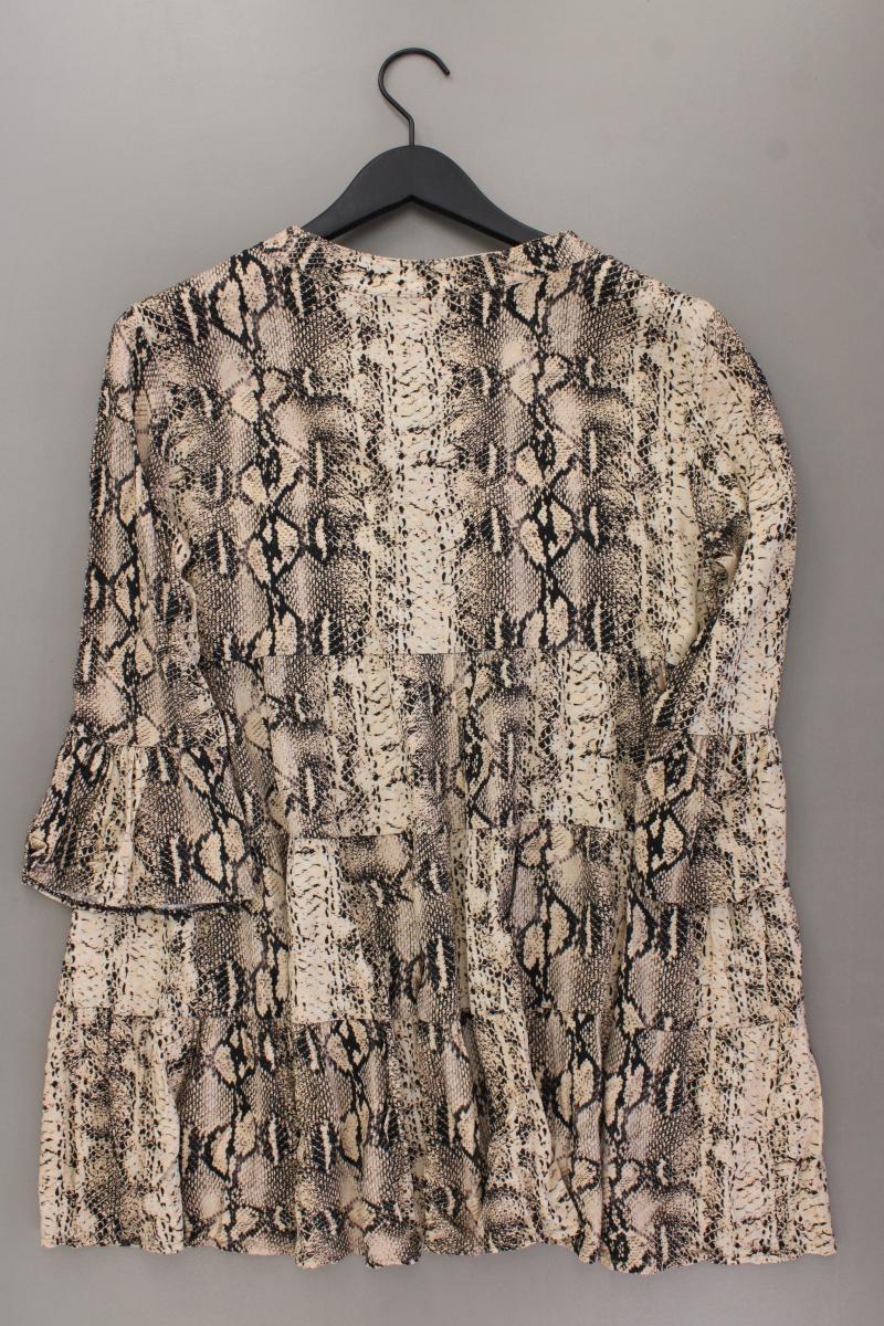 Longbluse Gr. OneSize mit Tierdruck 3/4 Ärmel creme aus Viskose