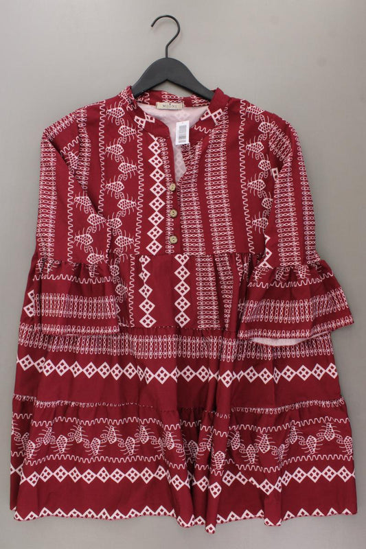 Midikleid Gr. OneSize neuwertig 3/4 Ärmel rot aus Polyester