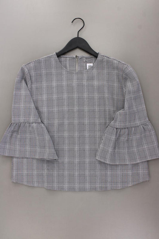 Oversize-Bluse Gr. M hahnentritt 3/4 Ärmel grau aus Baumwolle