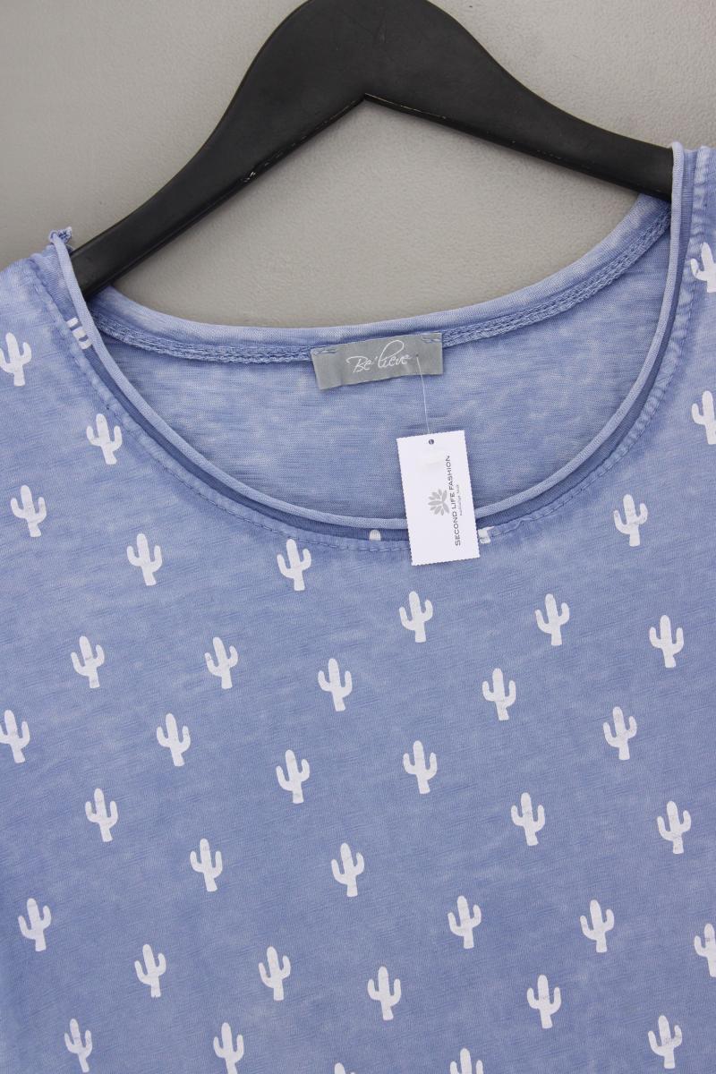 Be There Shirt mit Kaktusmuster Gr. S Kurzarm blau