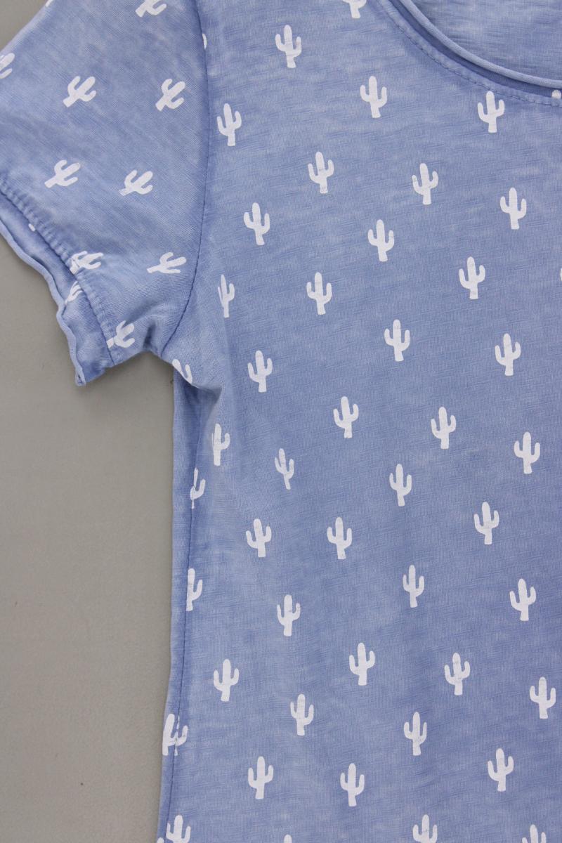 Be There Shirt mit Kaktusmuster Gr. S Kurzarm blau
